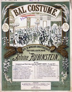 Cover of the score of "Suite of characteristic pieces for piano four hands", composed by Anton Rubinstein