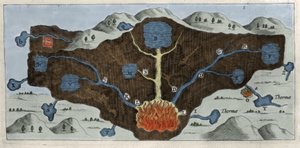 Cross section of the earth crust demonstrating the origin of the thermal springs - 17th century by Unknown artist