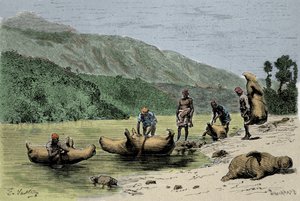 Skins of Inflated Animals Used to Cross Rivers by Unknown artist