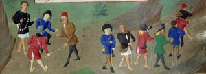 Pilgrims on a journey. Book of Hours of the Duchess of Burgundy, Adelaide of Savoy by Unknown artist