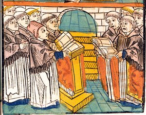 Ecclesiastic singing (singing monks) - in Council of Constance manuscript from 1497