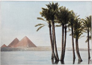 Egypt: the flood Nile and the pyramids of Giza by Unknown artist