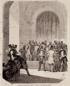 Elections of 23 April 1848: voting room in a section - in “Contemporary popular history” by Unknown artist