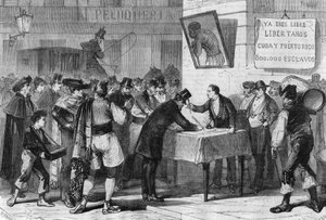 Events in Spain in 1885: public subscription in Madrid for the purchase of slaves from Cuba and Puerto Rico
