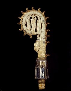 Eveque Stock in Copper, Gold Metal and Ivory Representing the Virgin Between Two Angels. 1300 Around Paris, National Museum of the Middle Ages, Thermal Baths of Cluny