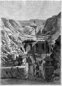 Excavations made in Senlis in 1868 - discovered Roman arenas around the city - Engraving of 1868