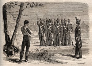 Execution of French colonel Charles de Labedoyere (1786-1815) shot in Paris on August 19