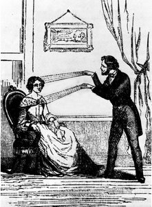 Experience of hypnosis. Engraving from 1890 by Unknown artist