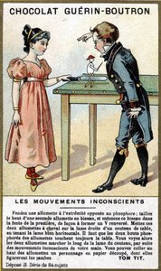 Experience of two children with matches and a knife (Chromolithography of chocolate packaging Guérin Boutron)