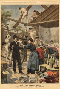 Expulsion and element of the barracks set up on the military zone at the Gentilly gate. Illustration in Le petit journal 23/06/1895. by Unknown artist