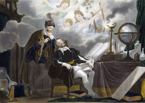 Faust and Mephistopheles - Faust Tempted by Mephistopheles - Engraving by Unknown artist