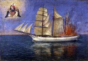 Fire aboard a schooner