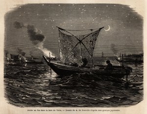 Fire Fishing in Yedo Bay (Present-day Tokyo), During the Night. Engraving to Illustrate Japan, Travel Story by Aime Humbert by Unknown artist