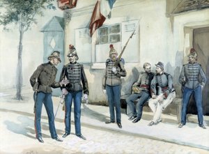 Firefighters in Front of Their Barracks in 1870 by Unknown artist