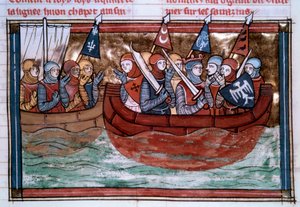 First crusade: Godefroi de Bouillon and the crossings sailing towards the Holy Land