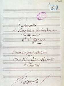 First Page of Sheet Music for Concerto for Piano and Large Orchestra in D Minor by Mozart (Lichtenthal Version)