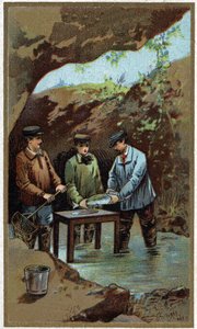 Fish farming: artificial laying. Chromolithography from the end of the 19th century by Unknown artist