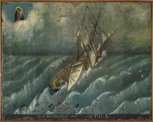 Former voto (ex voto) sailor, popular offer as a pledge of devotion and gratitude of the sailor surviving the dangers of the sea coming from the Church of Carmine, Torre del Greco, near Naples