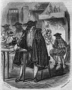 Francois Ravaillac, Assassin of King Henry IV, Hiding in an Inn the Knife with Which He Must Hit Henry IV (Engraving of the 19th Century) by Unknown artist