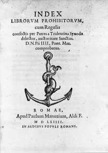 Frontispiece of Index Librorum Prohibitorum published in Rome in 1564 by Unknown artist