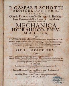 Frontispiece of Mechanica Hydraulico Pneumatica by Gaspar Schott by Unknown artist