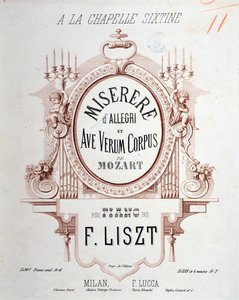 Frontispiece of Miserere by Allegri and Ave verum corpus by Mozart, transcribed by Liszt for piano by Unknown artist