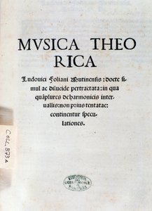 Frontispiece of Musica Theorica by Ludovico Foliani (engraving) by Unknown artist