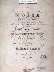 Frontispiece of Musical Score of Moses in Egypt by Gioacchino Rossini