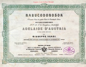 Frontispiece of Musical Score of Nabucco Opera by Giuseppe Verdi by Unknown artist