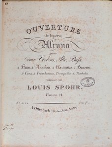 Frontispiece of musical score of the overture of Alruna by Louis Spohr