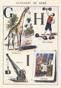 G H I: Giraffe, Crane, Dumbbells, Image by Unknown artist