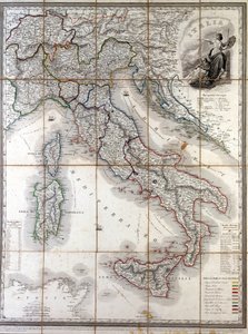Geographical Map of Italy in 1850 by Unknown artist