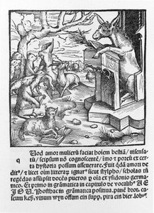 German Incunable Depicting a Donkey Teaching a Class of Forest Animals, 1490 by Unknown artist