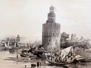 Gold Tower, Seville, “Artistic and monumental Spain of famous sites and monuments of Spain” by Don Genaro Perez de Villa by Unknown artist