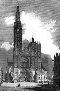 Gothic architecture: view of the Cathedral Notre Dame, Antwerp (Gothic style)