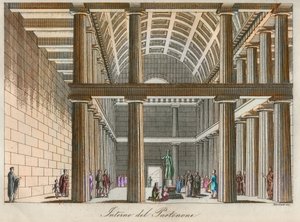 Greek civilization - Ideal reconstruction of the Parthenon at Athens - engraving from 