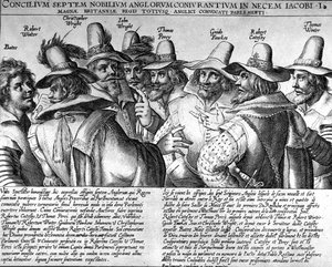 Gunpowder: Bates, Robert Winter, Christopher Wright, John Wright, Thomas Percy, Guido Fawkes, Thomas Winter by Unknown artist