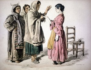 Gypsy reading in hand - in 
