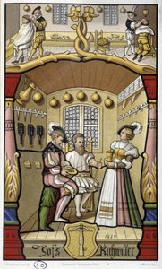 Hairdresser and barber scenes - facsimile of a 1559 miniature by Unknown artist