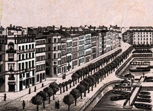 Hamburg, Germany: view of the old Jungfernstieg. in 