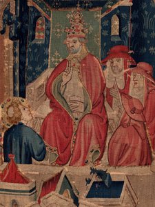 History of Saint Piat and Saint Eleuthère, Scene 9 Saint-Éleuthère is confirmed as the bishop of Tournai. (detail) The scene with the pope.