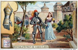 History of the glove: the gauntlet, piece of armor, among the Scandinavian peoples - Liebig chromolithography by Unknown artist