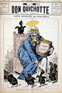 Holy Opportune and the budget of cults: to the little crows she gives their pature - in Le Don Quixote of 24/11/1882 by Unknown artist
