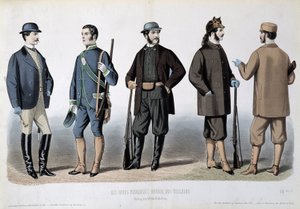 Hunting outfits, Le Journal des tailors by Unknown artist