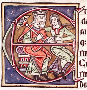Initial Letter E with David and Bathsheba (miniature) by Unknown artist