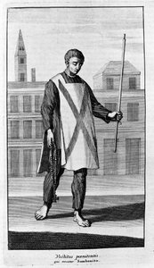 Inquisition. Clothing of San Benito for the procession of the Autodafé. Engraving from “History of Inquisition”, Amsterdam 1692. by Unknown artist