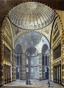Interior of the Hagia Sophia Mosque in Constantinople - in The old and modern costume by Ferrario, ed. Milan