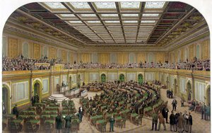 Interior View of the House of Representatives of US Capitol Showing the Congress in Session and the Spectators in the Gallery - Engraving 1866 by Unknown artist