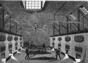 Internal view of a gas factory. Engraving from 1860-1861. by Unknown artist