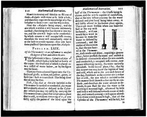 Italian and Dutch Thermometers. Pages from Mathematics Recreations by Jean Leurechon (1591-1670) 1653 by Unknown artist